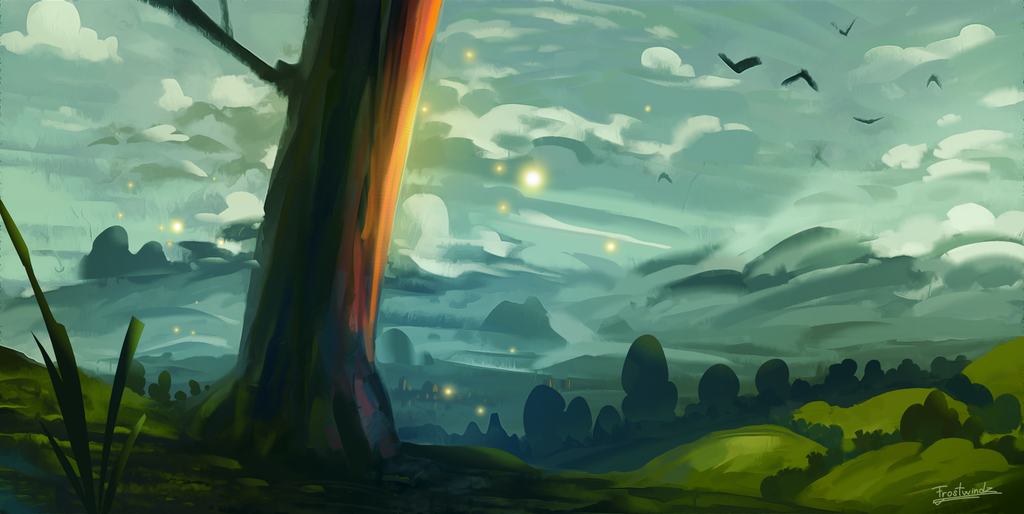 tree_on_a_hill_speedpaint_by_frostwindz-d9zlbcx